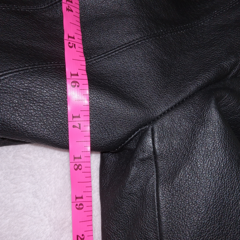 East 5th Leather Blazer Petite Small Moto Black Real Leather  Button Chic Edgy - Picture 7 of 14